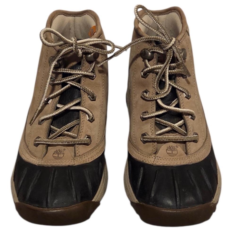 Timberland Canard Duck Leather‎ Rain Winter Boots Short Low Womens 8 Lace Up Tan